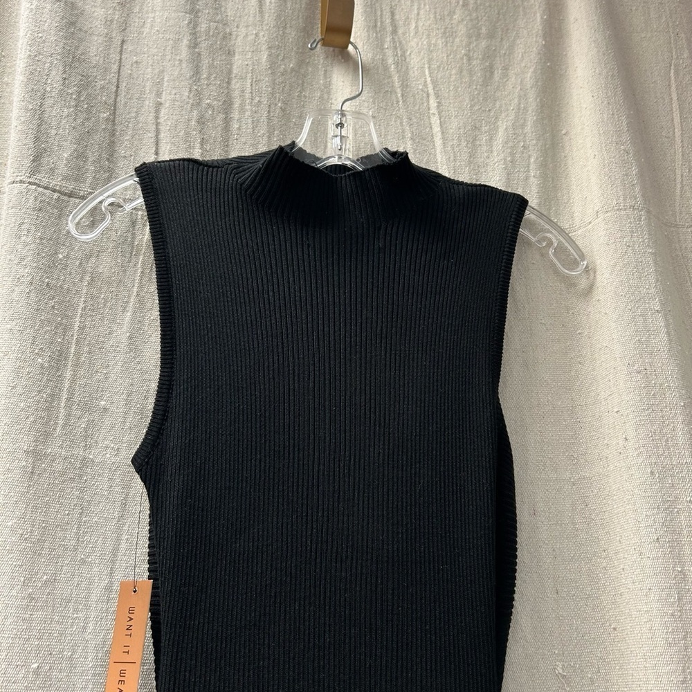Almost Famous NWT Ribbed Bodycon Dress Women Small Black Knee Length/ size S - Picture 3 of 12